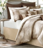 In a warm palette of earthy tans and browns, this Sloane comforter set renders a completely calming and cozy allure for the bedroom. Features a distinctive pattern of circles in different designs and tones. Comes complete with coordinating shams, coverlet, bedskirt and a pile of decorative pillows.