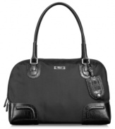 Your everyday companion! Packed with style & sophistication, this sporty upgrade combines dependable durability with professional, feminine detailing. Classic embossed leather trim defines the exterior, while a removable laptop case, cord pouch, accessory pockets & more create an always prepared interior. 5-year warranty.