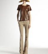 Skinny flared legGucci metal tag detailCanvas linenDry cleanMade in Italy of imported fabricModel shown is 5'11 (180cm) wearing US size 4. 