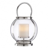 Bring an ambient glow to gatherings indoor or out with this distinctively modern lantern from Dansk. Masterfully constructed of durable steel and thick glass, it's detailed with crisply curved handles and a simple stepped base.