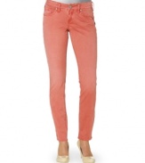 Fade into color with these skinnies from Silver Jeans, where a muted red wash provides a cool variation to the season's slew of bright denim!