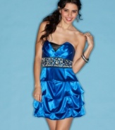 Black and blue strike a sophisticated color balance in this rhinestone-embellished dress from Trixxi!