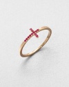 From the Devout Collection. A rich, ruby cross on a 14k rose gold band. Ruby14k rose goldImported 