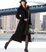 The very definition of elegance, Ellen Tracy's sweeping, faux-fur-trimmed maxi coat makes for stylish protection against the elements. A great outerwear choice for dressier occasions as well.