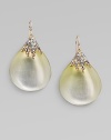 From the Grey Gardens Collection. An elegant design featuring goldtone vines encrusted with Swarovski crystals accenting a beautiful, hand-crafted petal-shaped lucite stone. GoldtoneSwarovski crystalsHand-crafted luciteDrop, about 214k gold French wire backMade in USA