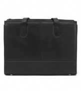 A study in understated elegance, this briefcase is crafted in rich, full-grain cowhide leather -- exceedingly soft, yet sturdy enough to survive the daily grind. The roomy, double-gusset interior is fully lined and has more than enough space for even the most bogged down businesswoman. Limited lifetime warranty.