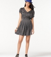 Spot check: a darling dot print lends vintage-inspired flair to this Bar III dress. A daring cut-out at the back provides an unexpected finish.