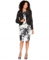Le Suit's new suit is a refreshing alternative to solids, featuring a pretty, floral-printed sheath dress and a luxe shantung jacket.