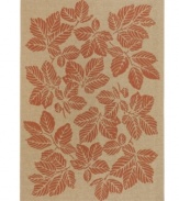 Woodsy ways. Made from structured-weave polypropylene, this leaf-laden area rug from Couristan is 100% recyclable and resistant to fading, mildew and mold -- a beautiful piece indoors or out.