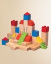 Let your child's imagination run wild with this creative 46-piece set with 18 color blocks and 28 natural blocks in 11 different shapes.About 3.73lbsRubberwoodWipe with damp clothRecommended for ages 3 years and upImported