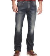 Keep your denim style current with these slim-fit washed jeans from Buffalo David Bitton.