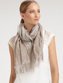 Airy, finespun linen, edged in fringe and printed with a delicate floral pattern.27½ X 47LinenHand washMade in Italy