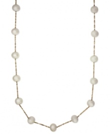 Luxurious and polished with heirloom appeal, EFFY Collection's delicate strand necklace features 21 stations of cultured freshwater pearls (5-1/2-6 mm) strung from a 14k gold chain. Approximate length: 18 inches.