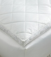 The next best thing to sleeping on the clouds. This featherbed contours to your body, cushioning pressure points that need ultra-plush support. Featuring a 100% cotton, quilted layer on top for superior comfort and gusset for extra loft. Also features Pacific Coast® Hyperclean® feathers that keeps allergies away. The baffle channel design prevents shifting throughout the night and specially woven Barrier Weave(tm) fabric prevents down from sneaking out.