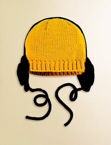 Keep your little one safe from the elements in this adorable, hand-knit headphone hat with logo detail on the back.Strings tie beneath chinAcrylicMachine washImported