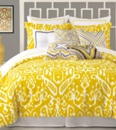 Using the Ikat dyeing technique, this Trina Turk duvet cover set adds a burst of color to your bedroom. Abstract designs provide a look of modern sophistication.