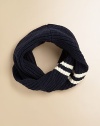 Stylish and collegiate-inspired, a warm snood replaces the classic hat and scarf and provides cozy warmth in a ribbed and striped design of plush cotton.Twisted, tubular designCottonMachine washImported