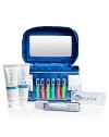 The perfectly portable way to keep your smile white. Convenient kit includes a train case with built-in mirror (6½L) containing six assorted Touch Up® ampules (.02fl/.59 ml each), travel-sized tubes of AM and PM Toothpaste (1oz/28g each), a travel toothbrush and a case of floss picks. Your smile will be white and healthy, in any time zone! 