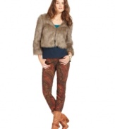 Layer on some luxe with this Lucky Brand Jeans faux-fur cropped jacket -- perfect for a night on the town!