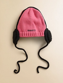 Keep your little one safe from the elements in this adorable, hand-knit headphone hat with logo detail on the back.Strings tie beneath chinAcrylicMachine washImported