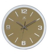 Spend time wisely with this mirror wall clock from Infinity Instruments. A tan dial and silver hands lend a contemporary yet timeless style to any setting.