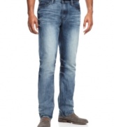 A casual light wash gives these Ring of Fire slim, straight jeans true authentic styling.