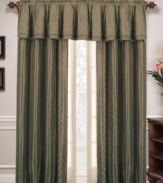 As lavish as its name suggests, the Grandeur window panel accents your window with eye-catching elegance. Featuring shimmering taffeta with ornate metallic embroidery at the edge for a sophisticated, worldly appeal. Lined for excellent room-darkening capabilities. (Clearance)