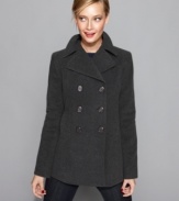 Kenneth Cole Reaction's pea coat embraces the preppy side of life. Wear over your favorite pair of dark wash denim, because classic styling is always in fashion! (Clearance)