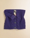 Ultra-soft, cable-knit cashmere and cotton accessory with check-lined button placket.Button closure50% cotton/50% cashmereHand washImported Please note: number of buttons may vary depending on size ordered. 