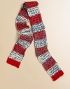 Wrap them in style with this comfy striped scarf, crafted from a luxurious wool-rich blend. 70% polyester/30% woolHand washImported