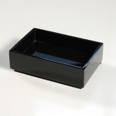 Contemporary bath accessories for the modern home in black and clear lucite.