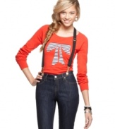 Tommy Girl's sweater with a slim fit that looks great when paired with jeggings or worn under denim suspenders.