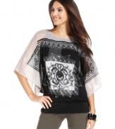 Transparent sequins add high shine to this Alfani printed top for a subtle dose of daytime glam!