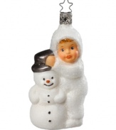 Greet the holidays with this adorable glass ornament from Inge-Glas. Crafted in Germany of the highest-grade, mouth-blown glass and hand-painted for exquisite detail, it truly is a timeless holiday heirloom.