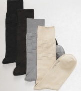 Give your toes some texture with the subtle yet sophisticated basketweave design of these smooth stretch socks from Perry Ellis.