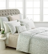 A calming retreat! This Barbara Barry Sanctuary Scroll comforter set is crafted with 250-thread count combed cotton sateen fabric and finished with soft, earth tone hues that turn your bed into the ultimate tranquil setting.