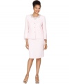 Whatever occasion you're heading to, you'll be sure to shine in this beaded skirt suit by Kasper. It features a graceful fit and jeweled button closures as a finishing touch.