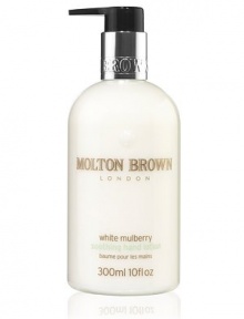 White Mulberry Soothing Hand Lotion immerses skin in an indulgent cocoon of white mulberry blended with Provencal mimosa, elemi and green tea oils. White mulberry offers anti-aging action Hands feel hydrated and enlivened 10.0 oz. White Mulberry Soothing Hand Lotion immerses skin in an indulgent cocoon of white mulberry blended with Provencal mimosa, elemi and green tea oils. White mulberry offers anti-aging action Hands feel hydrated and enlivened 10.0 oz.