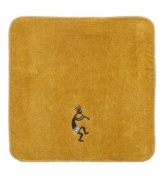 Embodying the spirit of music, the Native American deity Kokopelli dances his way across this charming wash towel. Woven from sheared cotton velour with a polyester band. Stitched canvas tape border.