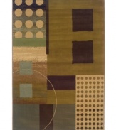 Warm, earthy hues team with a striking geometric motif, taking your decor in a decidedly modern direction. Woven from super soft polypropylene for superior stain resistance and durability, this magnificent area rug from Sphinx will maintain its lush texture and rich coloration for years to come. (Clearance)