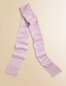 A toasty, marled wool-blend yarn from Italy, knit into a long, slender scarf with a sweet bow accent.Smooth knit with ribbed edgingBig bow detail52L X 4W40% wool/28% rayon/15% nylon/10% cashmere/7% angoraDry cleanImported A toasty, marled wool-blend yarn from Italy, knit into a long, slender scarf with a sweet bow accent.Smooth knit with ribbed edgingBig bow detail52L X 4W40% wool/28% rayon/15% nylon/10% cashmere/7% angoraDry cleanImported