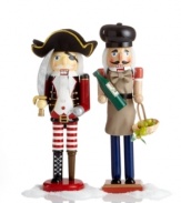 Think beyond the royal court with two nontraditional nutcrackers. A peg-legged pirate wielding a hook and sword and a winemaker carrying a bottle of chardonnay offer a fun new take on classic Christmas decorations.