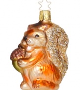 Nutty about Christmas! As cute as can be, this Inge-Glas squirrel ornament is mouth-blown and hand-painted for a signature, well-crafted look.