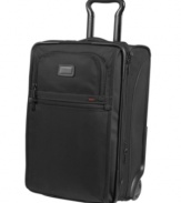 Your first-class boarding pass, this classic upright is compact enough to carry on a plane, yet expands 2.5 and has a removable garment sleeve that holds up to three suits. Made from Tumi's signature FXT ballistic nylon, it's ultra-durable in any turbulent situation. Tumi quality assurance warranty.