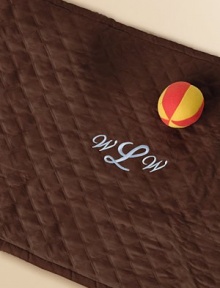 Give your baby a soft and luxurious surface for playing, lounging and wiggling, in velvety quilted microsuede. Comes with its own carry bag May be personalized About 56 X 36 Polyester; polyester fill Machine wash Made in USAFOR PERSONALIZATION Select a quantity, then scroll down and click on PERSONALIZE & ADD TO BAG to choose and preview your monogramming options. Please allow 2-3 weeks for delivery. Give your baby a soft and luxurious surface for playing, lounging and wiggling, in velvety quilted microsuede. Comes with its own carry bag May be personalized About 56 X 36 Polyester; polyester fill Machine wash Made in USAFOR PERSONALIZATION Select a quantity, then scroll down and click on PERSONALIZE & ADD TO BAG to choose and preview your monogramming options. Please allow 2-3 weeks for delivery.