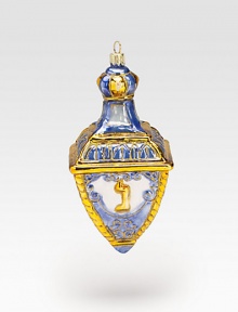 A beautiful ornament is mouthblown and handpainted to add a sparkling finish to an inter-denominational holiday. Handpainted glass 5½ long Imported 