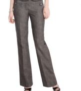 Rock fashion-forward style everywhere you go with these wide-leg chambray trousers from BCX!