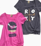 The simple style of these graphic tees from Roxy are enough to turn her casual look fabulous.