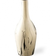 Big on style, this Howard Elliot vase boasts a sleek bottle shape and swirling black glaze in off-white ceramic. No flowers necessary.