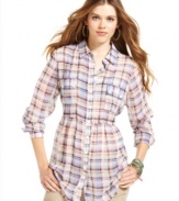 A feminine take on the plaid shirt, this a-line tunic from American Rag totally charms. Wear it with leggings for a look that's cute and relaxed.